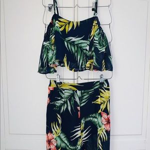 Crop top and high waisted floral pants